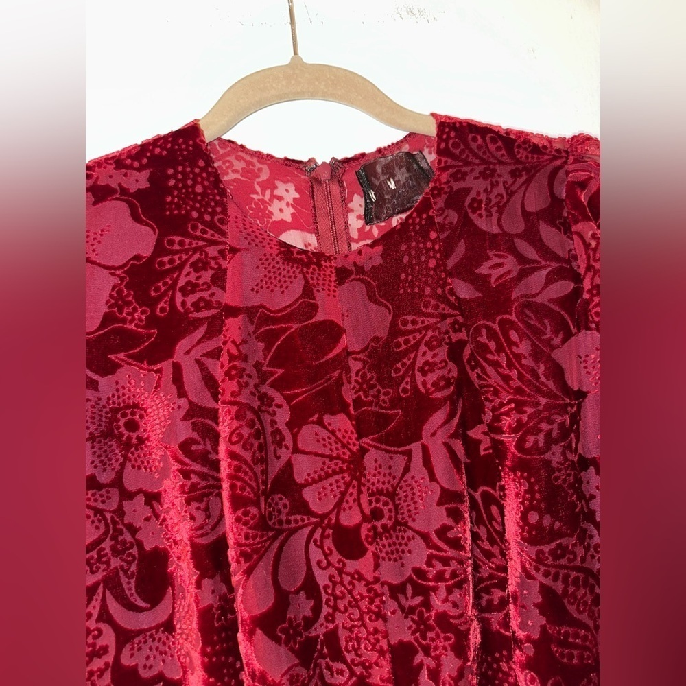 Reformation Bettina Jacquard Holiday Crimson Dress Size Small - Picture 4 of 6